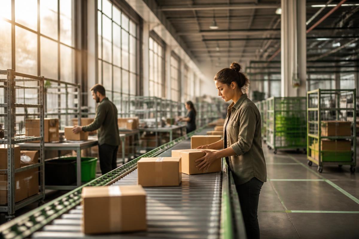The Returns Imperative white paper cover: a modern returns processing warehouse